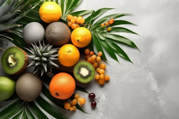 Tropical fruit background Illustration AI GenerativexA