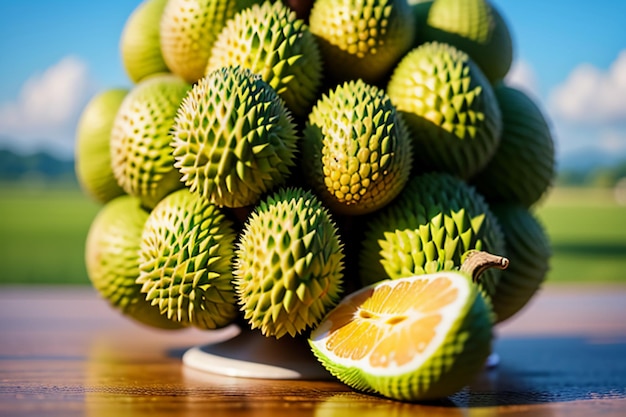 Photo tropical fruit durian delicious foreign imported fruit expensive durian wallpaper background