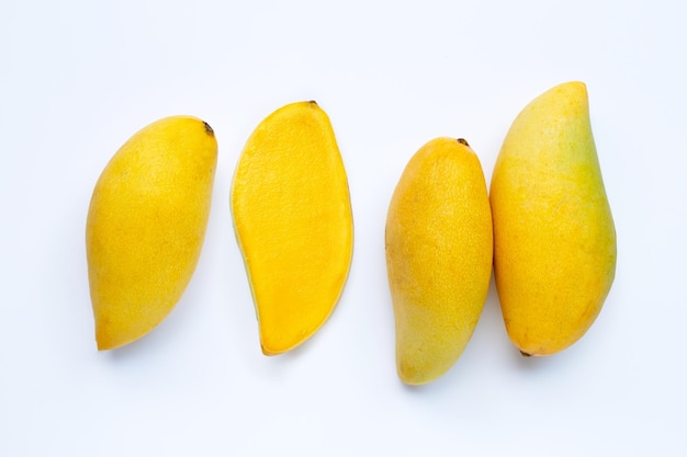 Tropical fruit Mango on white background Top view