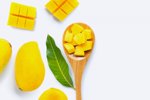 Tropical fruit Mango on white background