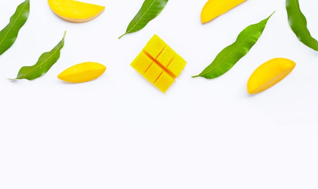 Tropical fruit, Mango  on white background.