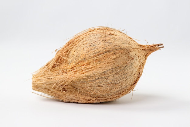 tropical fruit whole coconut on white