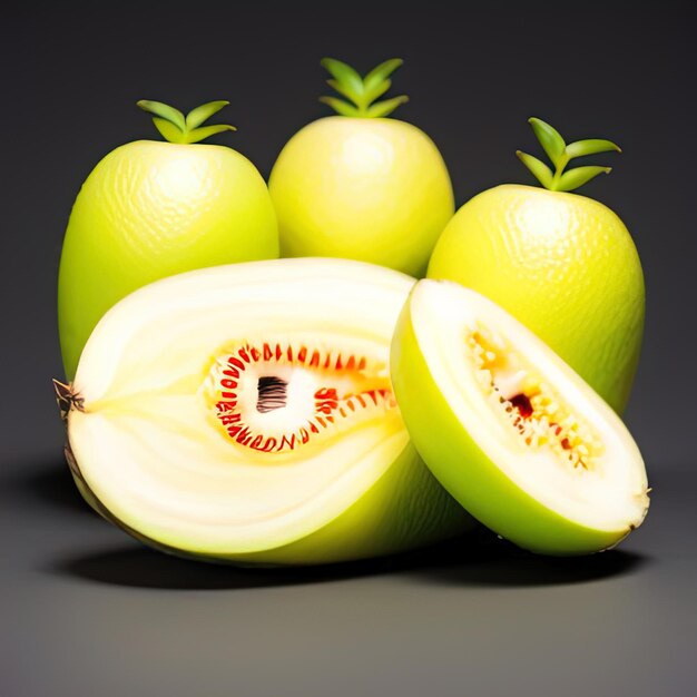 Tropical fruits on a black background minimalism food photo