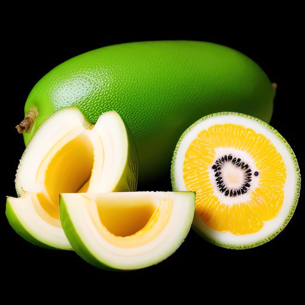 Тропические фрукты на черном фоне минимализм еда фото