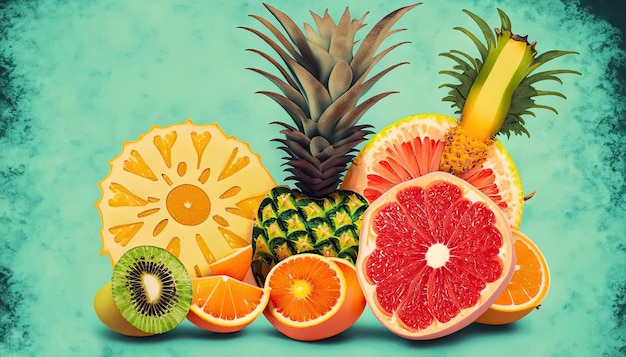 Foto illustrazione di frutti tropicali