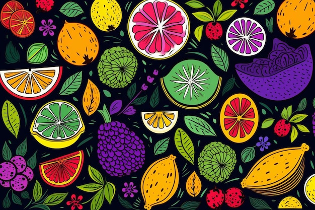 Photo tropical fruits pattern