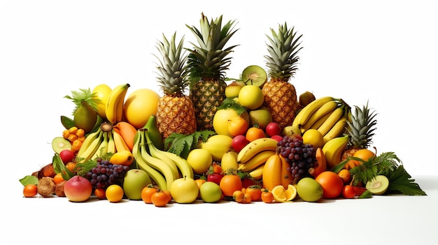 Tropical fruits with white background