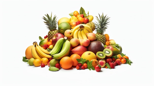 Tropical fruits with white background