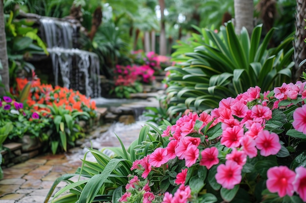 写真 花とのある熱帯庭園