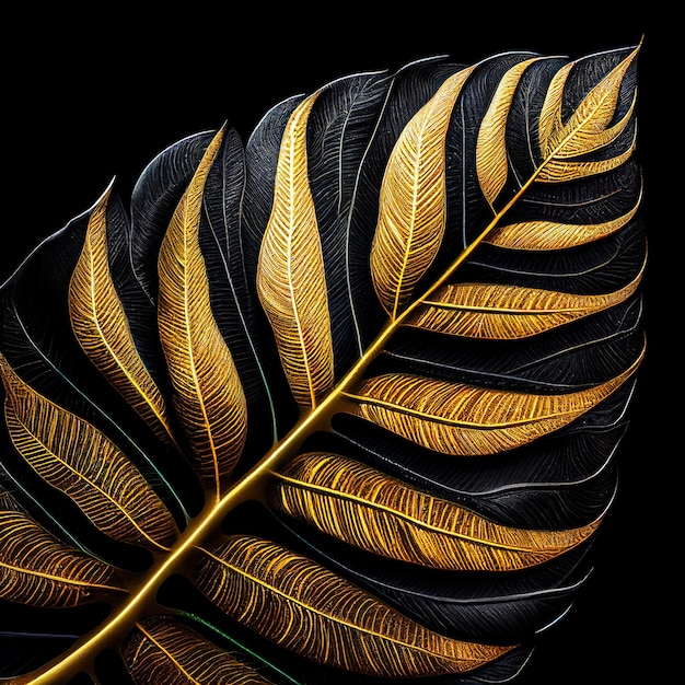 tropical Golden abstract leaf background generative AI