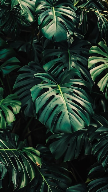 Тропический зеленый фон листьев