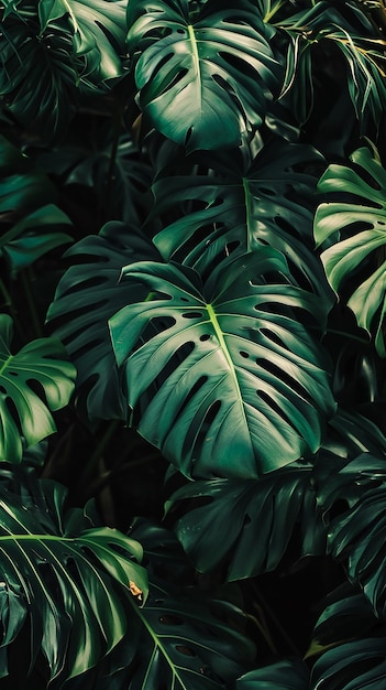 Tropical green leaves background