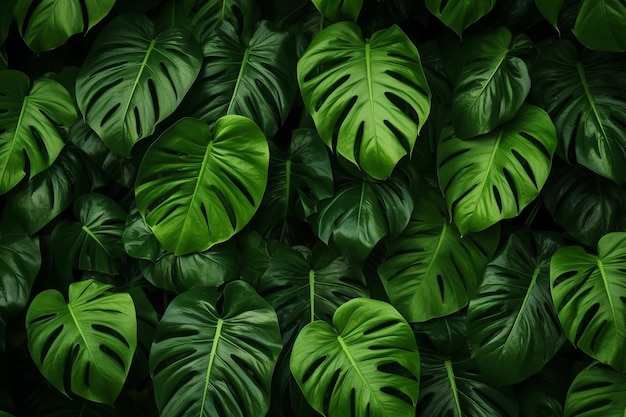 Tropical green leaves background