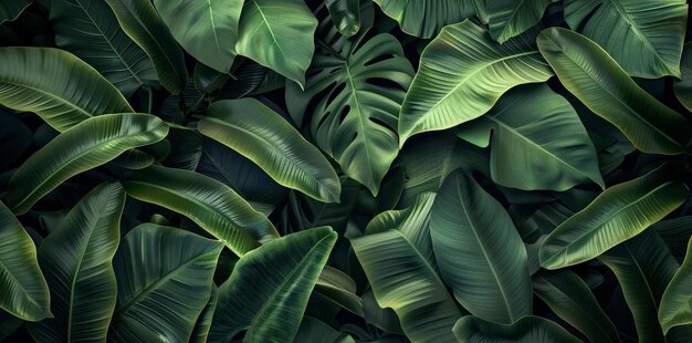 Tropical green leaves background