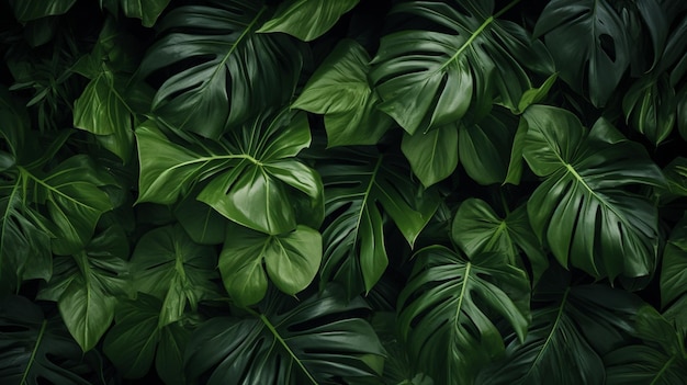 Tropical Green Leaves Background