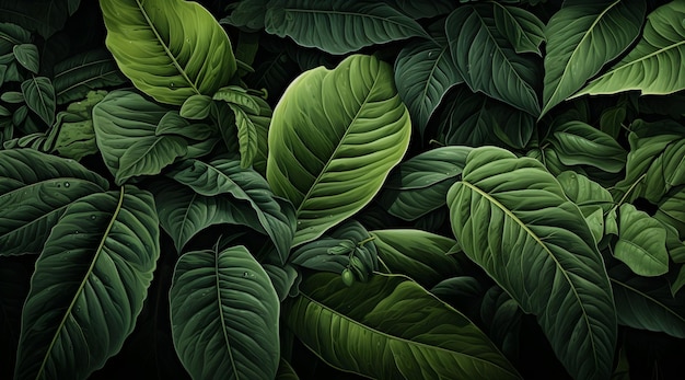 tropical green leaves pattern