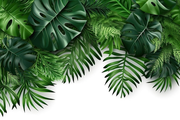 Photo tropical green leaves various isolated on white background