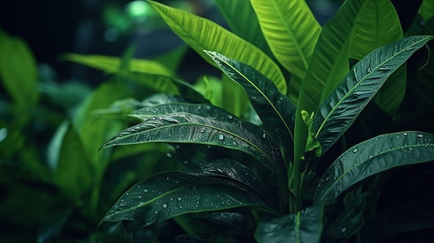 Tropical green leaves