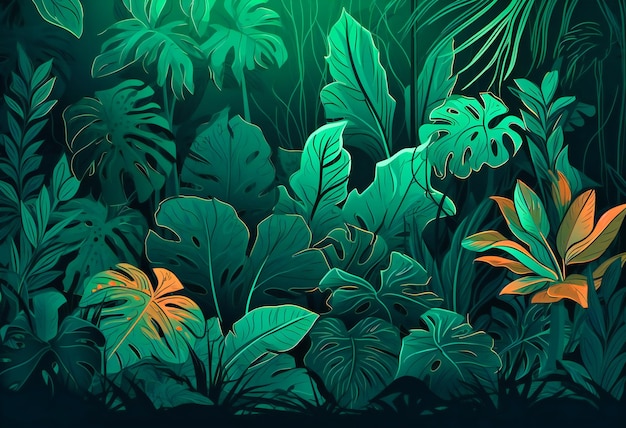 熱帯の緑の植物の背景