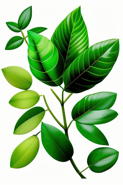 Photo tropical herbal plant kaffir lime citrus hystrix dark green leaves tree twig with thorns isolated