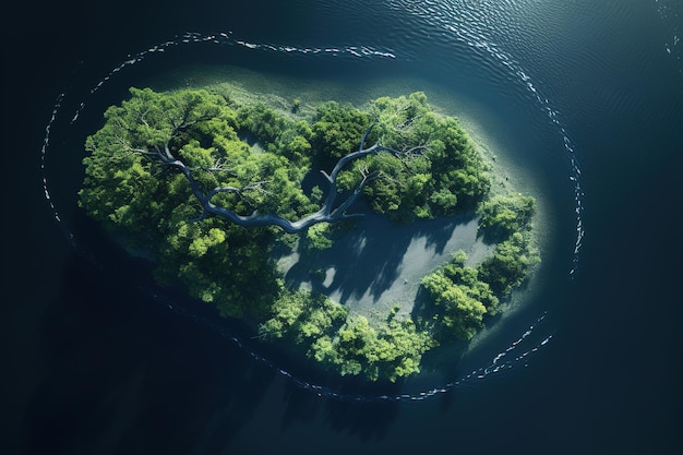 Tropical island 3d rendering top view generative ai