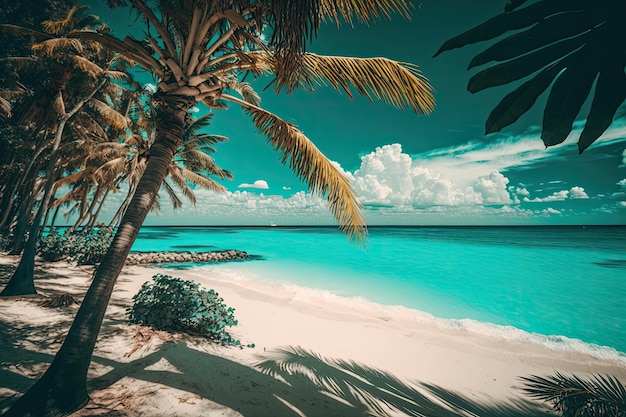 Tropical Island Background Illustration AI Generative