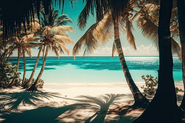 Tropical Island Background Illustration AI Generative