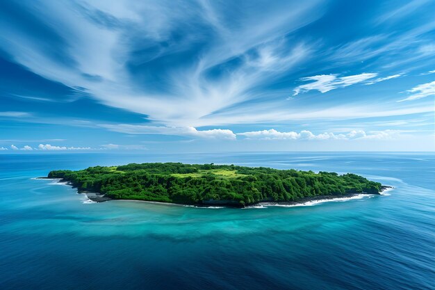 A Tropical Island Basks Under The Azure Sky