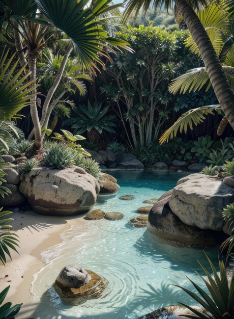 熱帯の島, ビーチ, 3D, レンダリングの無料の写真素材