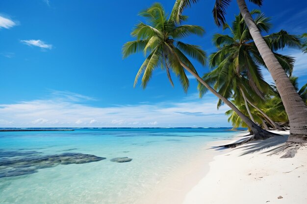 Tropical island beach with palm trees Generative Ai