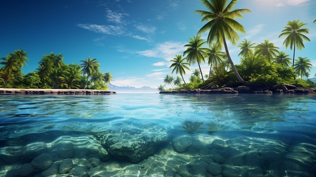 Тропический остров и голубая морская вода вокруг него