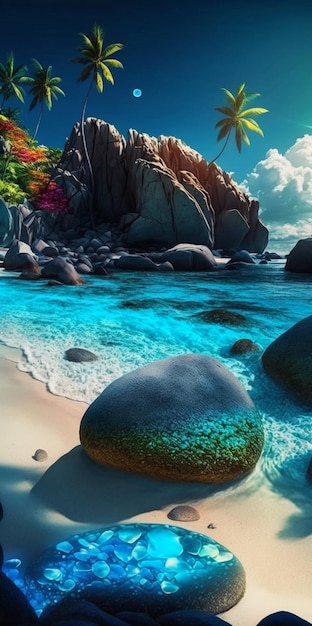 Tropical Island Landscape Wallpaper Ai generatief