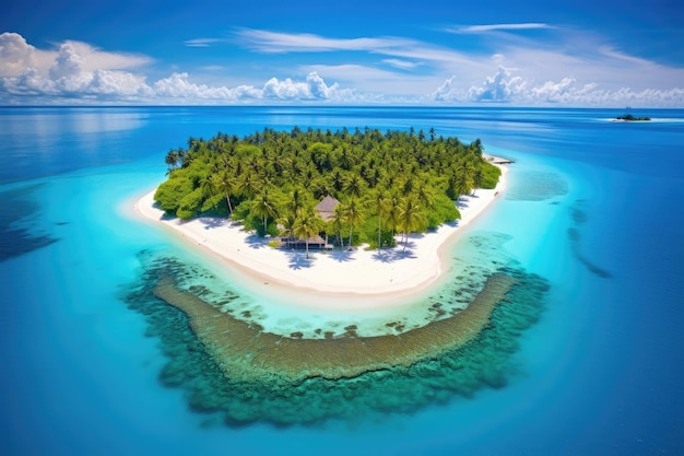 Tropical island in Maldives at summer day Aerial view Maldives Islands Tropical AI Generated