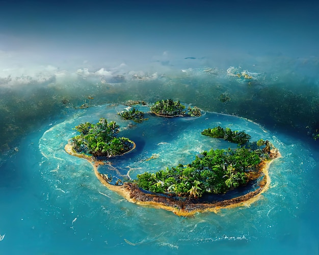 Tropical island in the middle of the ocean tropical paradise Perfect destination