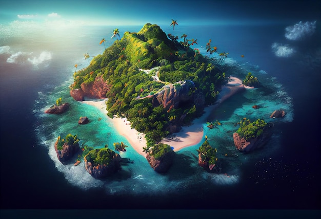 Tropical island on the sea illustration