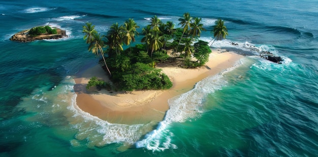 Tropical Island Surrounded by Palm Trees