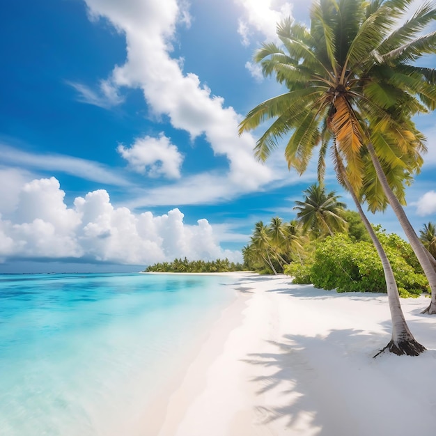 tropical island with white sandy beach and sea palm Ai Generated