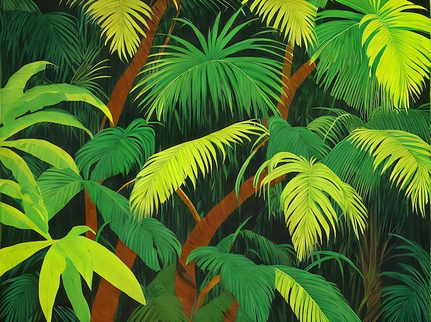 トロピカル ジャングル フルーツの影コダクローム描画