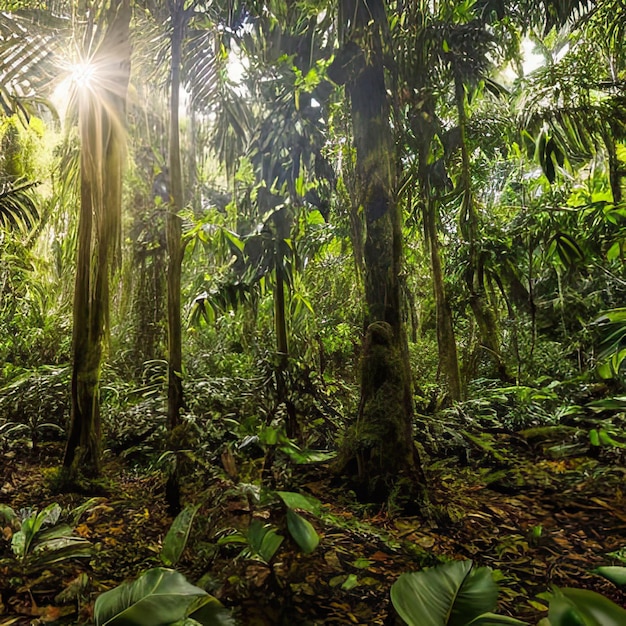 Foto paesaggio della giungla tropicale ia generativa