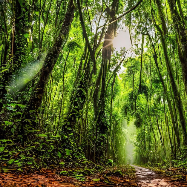 Tropical jungle landscape Generative AI