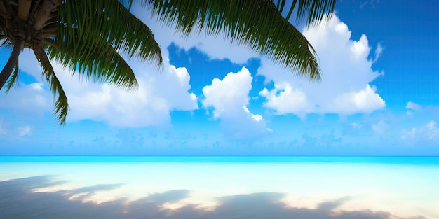 Tropical landscape with palm trees and blue sea