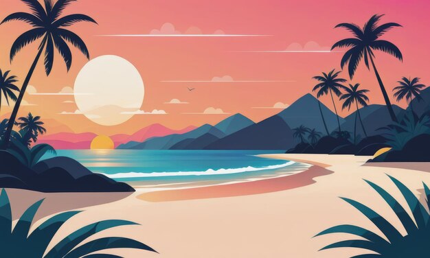 Photo tropical landscape with sunset beach