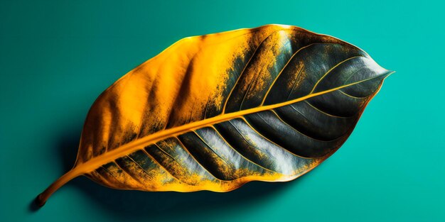 Tropical leaf on a colorful background