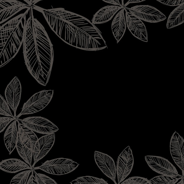 Tropical Leaf line drawing background PosterTemplate