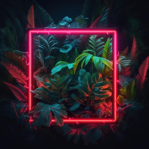 tropical leaf in neon colors