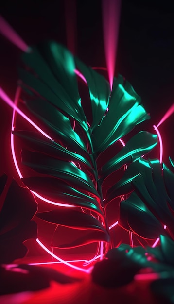 tropical leaf in neon colors