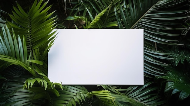 Tropical leafy green backdrop with a white sheet generative ai