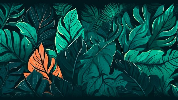 Tropical leaves background Generative AI