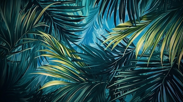 Tropical leaves background Generative ai