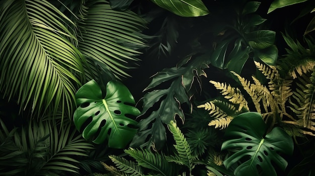 Tropical leaves background Illustration AI GenerativexA